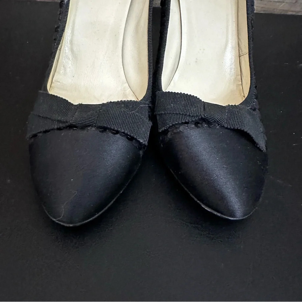 Prada Black Sequins Pumps Women 39 Black Bow Satin Toe & Heel Stiletto Shoes - Picture 6 of 12
